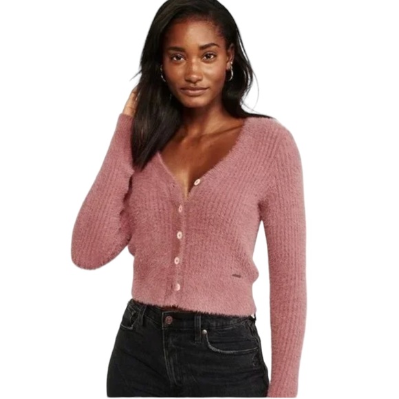 Abercrombie & Fitch Sweaters - Abercrombie + Fitch Dusty Rose Eyelash Cropped Cardigan